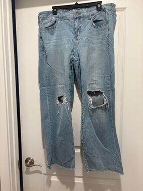 torrid Light Blue Distressed Wide-Leg Jeans